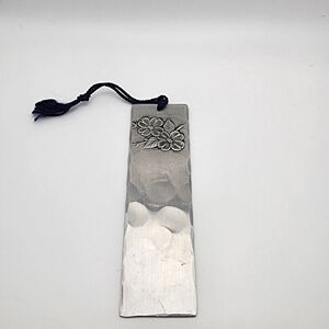 Wendell August Handmade Silver Tone Hammered & Flower Bookmark